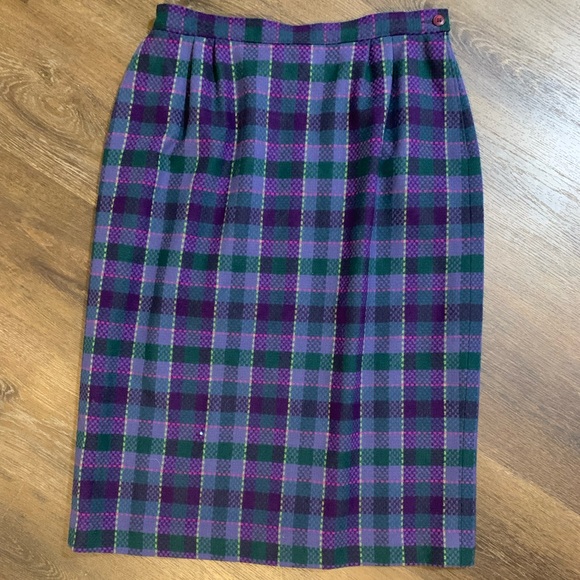 Pendleton Wool Purple Plaid Pencil Skirt - Picture 3 of 4